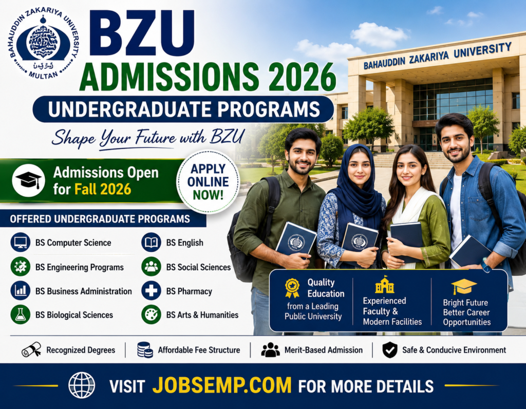 BZU Admissions 2026 Undergraduate Programs – Online Apply For BZU Fall Admissions